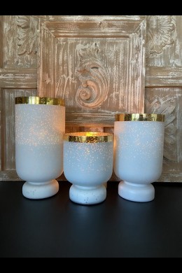SET OF 3 GLASS CANDLE HOLDERS [201666]